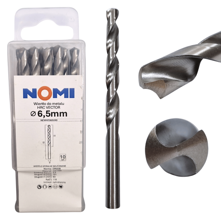 Wiertło do metalu 10 szt. 6,5mm Nomi hrc vector do stali tworzyw drewna żeliwa 