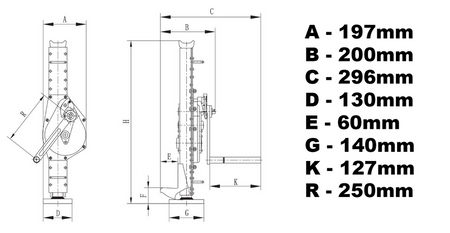 Podnośnik korbowy kolejowy zębatkowy 3000kg 3t Viber-System PK3
