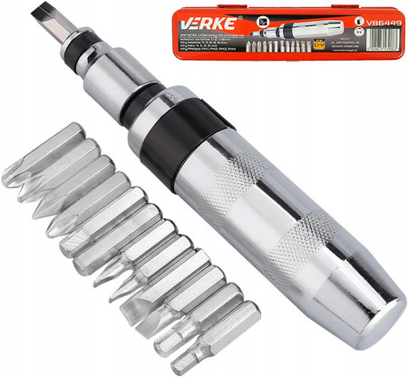 Śrubokręt wkrętak wykrętak do podbijania 1/2'' Verke V86449 + bity zestaw