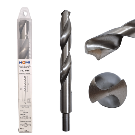 Wiertło do metalu 17mm Nomi hrc vector do stali tworzyw drewna żeliwa 
