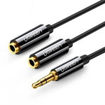 Rozdzielacz audio AUX kabel jack 3,5 mm UGREEN AV123, 25cm (czarny)