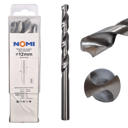 Wiertło do metalu 12mm 5 szt. Nomi hrc vector do stali tworzyw drewna żeliwa 