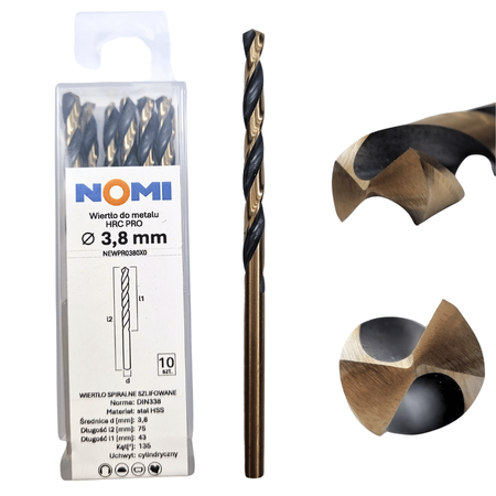 Wiertło do metalu 10 szt. 3,5mm Nomi hrc pro do stali tworzyw aluminium drewna 