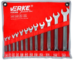 Klucze płasko-oczkowe zestaw 12el 6-22mm Verke V35306
