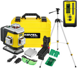 Laser krzyżowy (zielony) 4x360 Nivel System CL4G + czujnik statyw zestaw