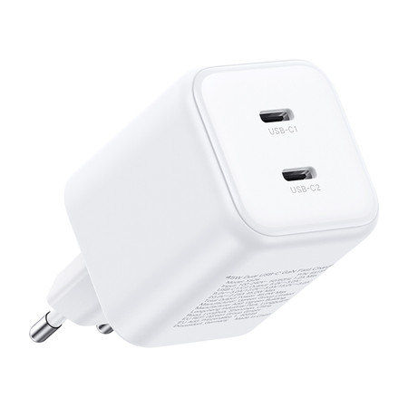 Ładowarka sieciowa Ugreen X526, 45W, GaN, 2x USB-C (biała)