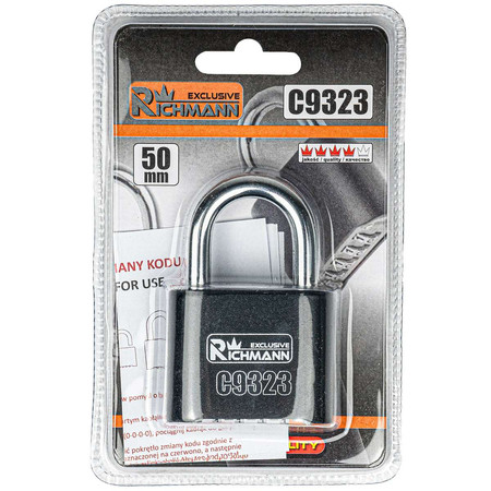 Kłódka na szyfr czarna 50mm Richmann C9323