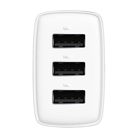 Ładowarka sieciowa Baseus Compact Quick Charger, 3x USB, 17W (biała)