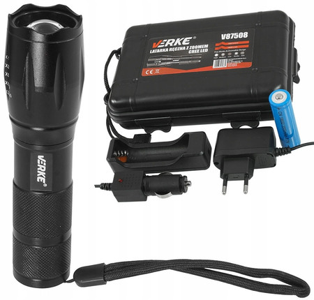 Latarka taktyczna LED ręczna z zoomem Verke V87508
