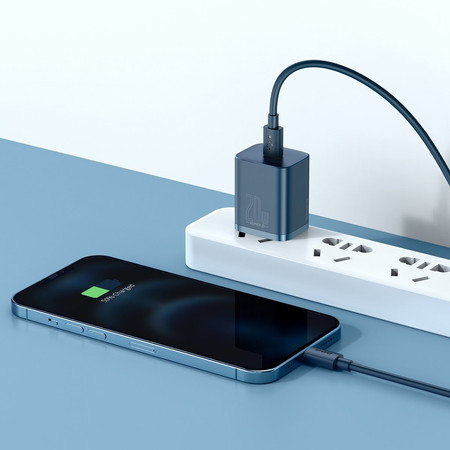 Ładowarka sieciowa Baseus Super Si Quick Charger 1C 20W z przewodem USB-C do Lightning 1m (niebieska)