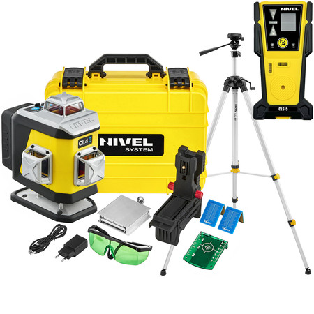 Laser krzyżowy (niebieski) 4x360 Nivel System CL4B + czujnik statyw zestaw