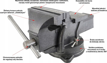 Imadło ślusarskie obrotowe z kowadłem 200mm Verke V88003