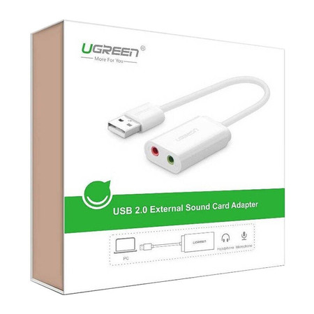Zewnętrzna karta dźwiękowa USB UGREEN  US205 15cm (biały)