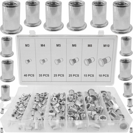 Zestaw nitonakrętki aluminiowe M3-M10 150szt Verke V06701
