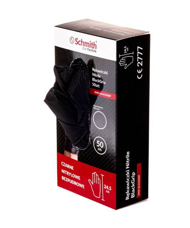 Rękawiczki rękawice nitrylowe XL 50szt Schmith SNIM-BLACKGRIP