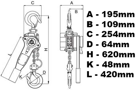 Wciągarka łańcuchowa hakowa 6000kg 6T Viber-System WH6000