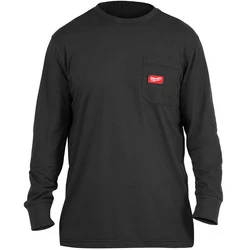 Koszulka czarna XXL z kieszonką z długim rękawem Milwaukee 4932493037
