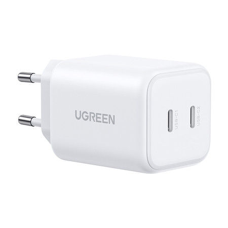 Ładowarka sieciowa Ugreen X526, 45W, GaN, 2x USB-C (biała)