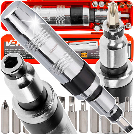 Śrubokręt wkrętak wykrętak do podbijania 1/2'' Verke V86449 + bity zestaw