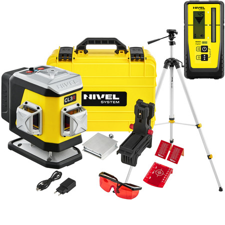 Laser krzyżowy (czerwony) 3x360 Nivel System CL3R + czujnik i statyw zestaw