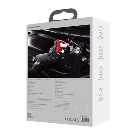 Powerbank / Rozrusznik Baseus Super Energy Car Jump Starter, 12000mAh, 1000A, USB (czarny)