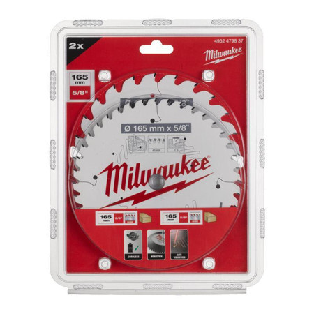 ZESTAW TARCZ DO DREWNA 5/8'' 165mm 2szt MILWAUKEE 4932479837