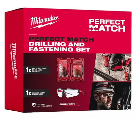 Zestaw Perfect Match wiertła i bity okulary Milwaukee 4932492657