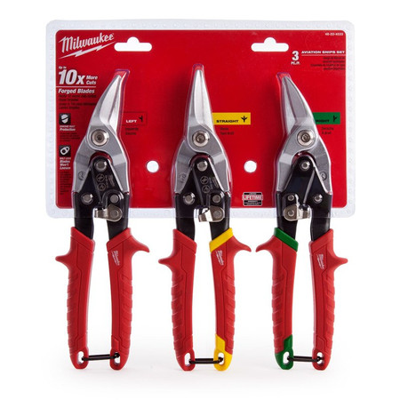 NOŻYCE DO BLACHY ZESTAW 3szt MILWAUKEE 48224533