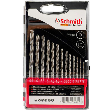 Komplet Wierteł Do Metalu HSS 13szt SCHMITH SQWM-03