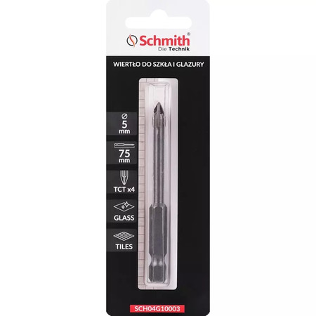 Wiertło do szkła i glazury ceramiki 5x75mm SCHMITH SCH04G10003