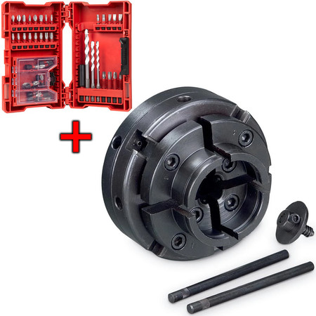 Uchwyt 4 szczękowy 100mm M33x3,5 Holzstar 5931021 + zestaw bitów i wierteł