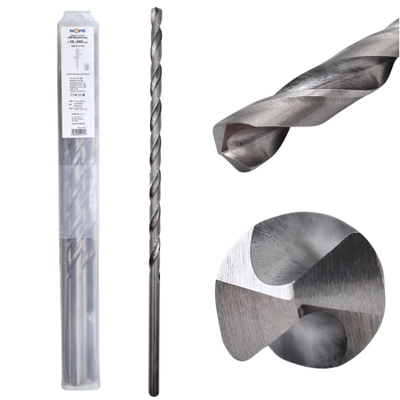 Wiertło do metalu 10 szt. Nomi hrc m2 extra long 10x340mm długie din 1869  