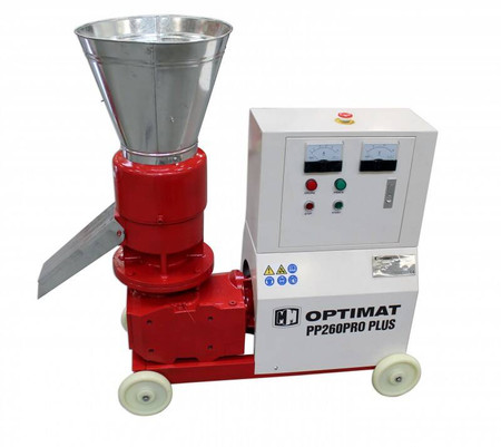 Przemysłowa Peleciarka Granulator Paszy Peletu Optimat PP260PRO PLUS z Obudową 250kg/h - Ø229 mm, peleciarki