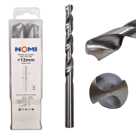 Wiertło do metalu 5 szt. 13mm Nomi hrc vector do stali tworzyw drewna żeliwa