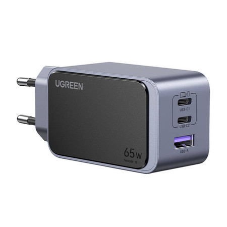 Ładowarka sieciowa Ugreen Nexode S (Air) 65W, USB + 2x USB-C (szara)