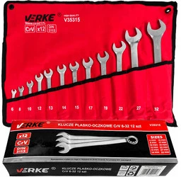 Klucze płasko-oczkowe 12 szt. 6-32mm Verke V35315 