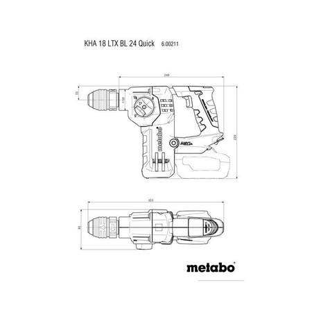 Młotowiertarka akumulatorowa 2,2J KHA 18 LTX BL 24 QUICK SET ISA Metabo 600211930