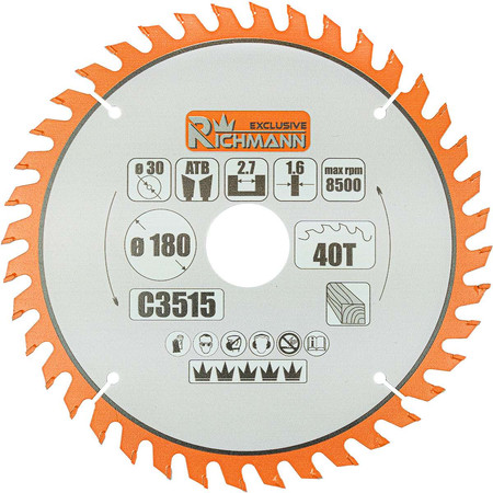 Piła tarczowa widiowa do drewna 255x30mm 40Z Richmann C3527