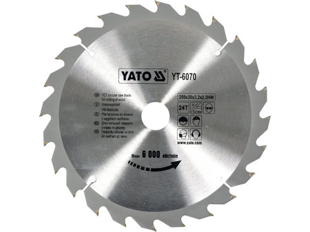 Piła tarczowa z węglika wolframu 250*24*30mm Yato YT6070