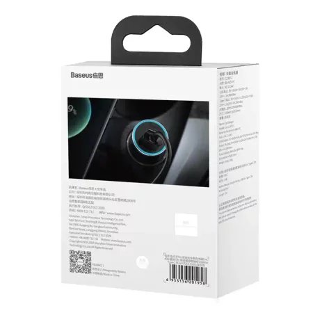 Ładowarka samochodowa Baseus Golden Contactor Pro, USB + USB-C, QC4.0+, PD, SCP, 40W (szara) + kabel USB do USB-C 1m (czarny)