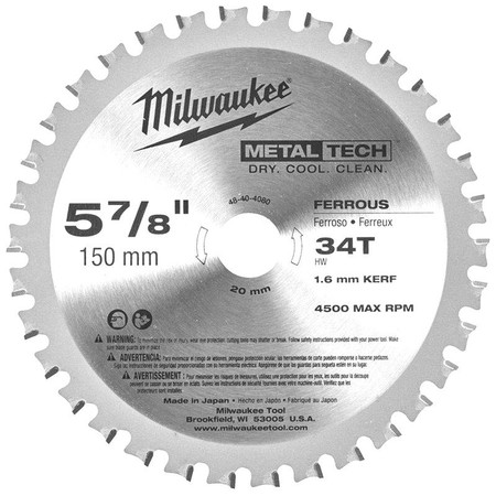 Tarcza tnąca do metalu 150x20 mm 34T Milwaukee 48404080