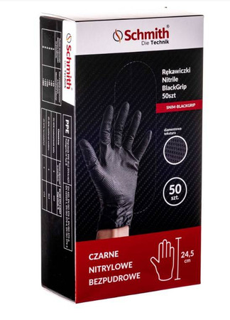Rękawiczki rękawice nitrylowe XL 50szt Schmith SNIM-BLACKGRIP