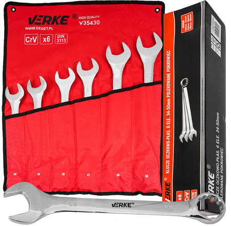 Verke klucze płasko-oczkowe 12 szt. 6-22mm V35430