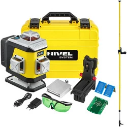 Laser krzyżowy (niebieski) 4x360 Nivel System CL4B + tyczka zestaw