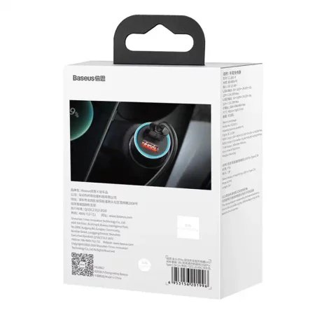 Ładowarka samochodowa Baseus Golden Contactor Pro, 2x USB, 40W (szara) + kabel USB do USB-C 1m (czarny)