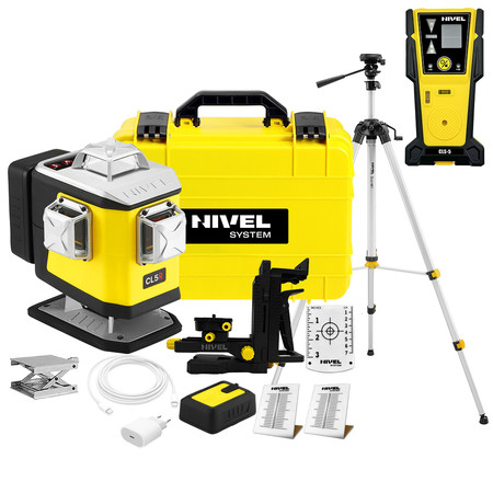 Laser krzyżowy (czerwony) 4x360 Nivel System CL5R + czujnik statyw zestaw