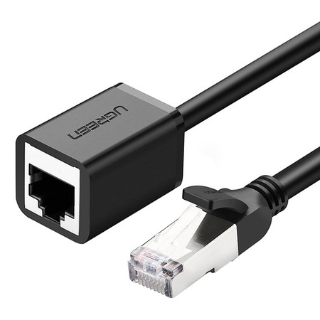 Kabel sieciowy UGREEN NW112 przedłużacz Ethernet RJ45, Cat. 6, FTP, z metalową wtyczną 1m, (czarny)
