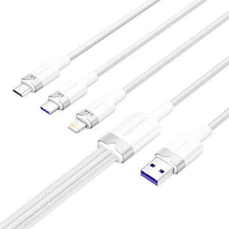 Kabel USB 2.0 A do 3w1 6A Vention CTRWG 1.5M (biały)