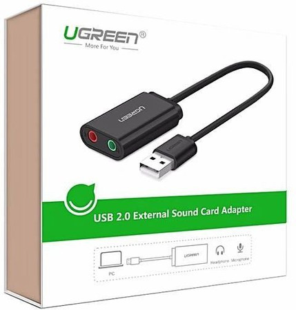 Zewnętrzna karta dźwiękowa USB UGREEN   US205 15cm (czarny)