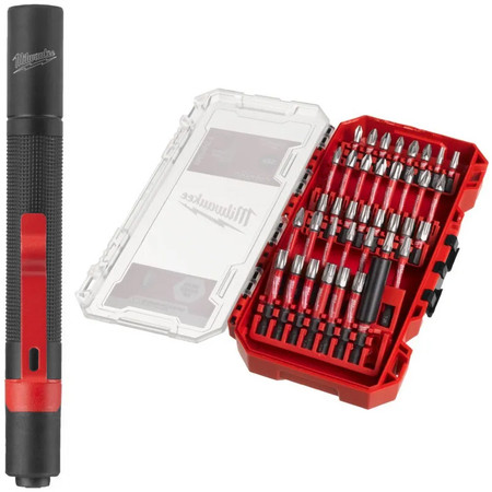 Zestaw bitów 38szt + latarka Milwaukee 4932498608